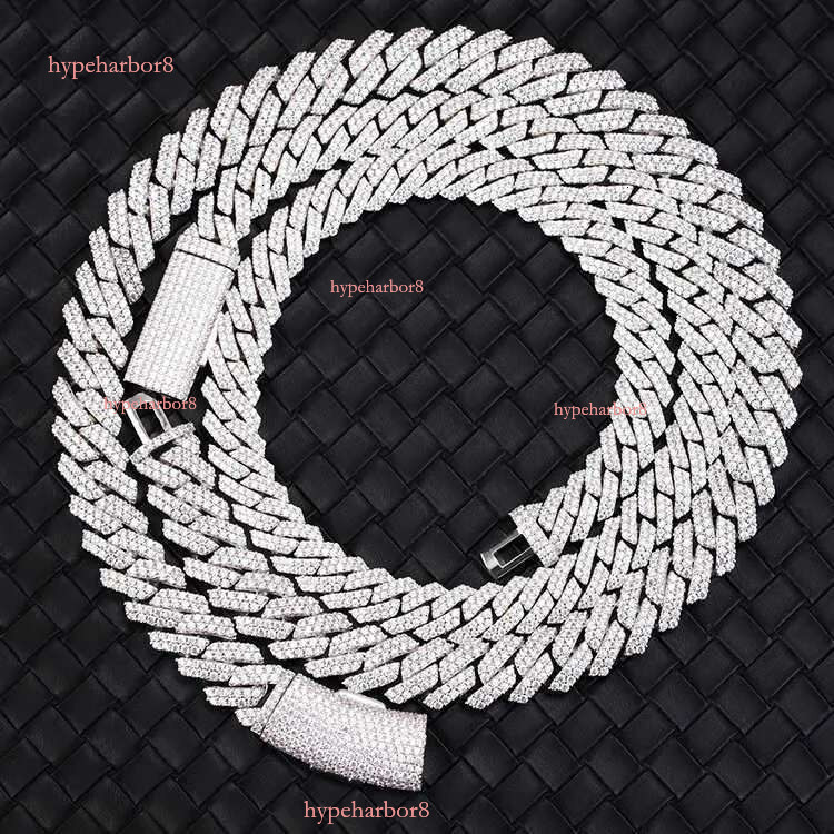 pass test 8-14mm wide GRA moissanite dia gold Sterg Sier cuban k chain for Men Hip Hop necklace