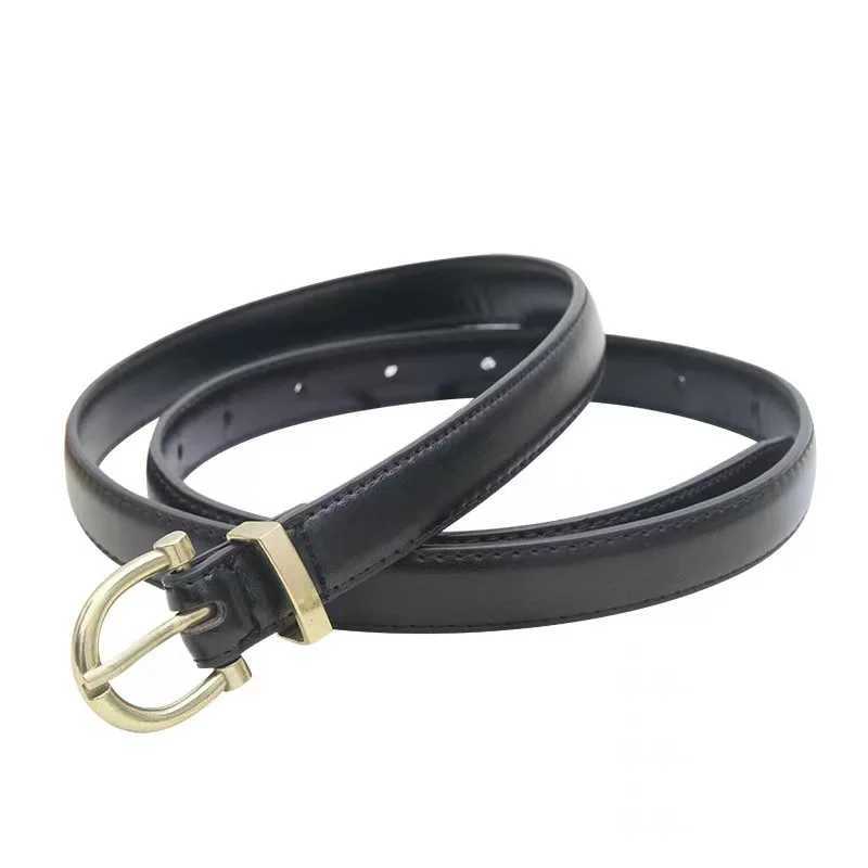 Korean womens jeans belt luxury design belt simple retro oval black gold buckle belt womens PU leather belt womens trend W250326