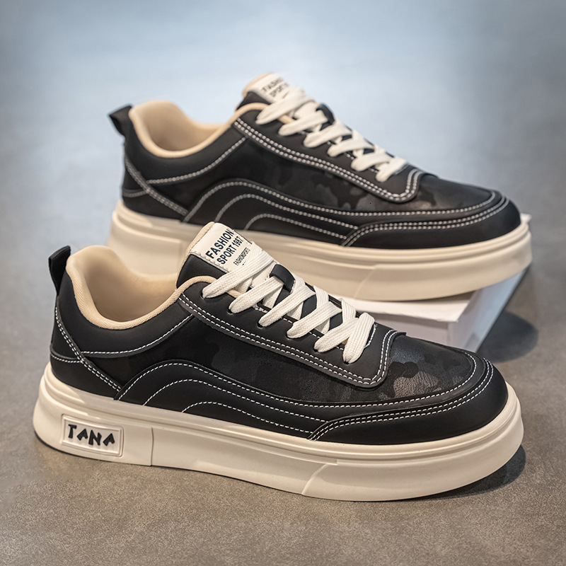 2025S New Trend Designer Men S Autumn Trend Casual Korean Version Leather Flat For Teenagers Versatile Height Increasing Sports White Trendy Shoes