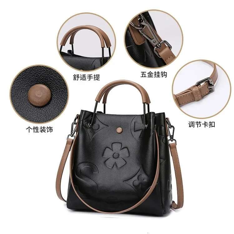 Emed Fashion Textured Women's Handbag Shoulder Bucket Bag