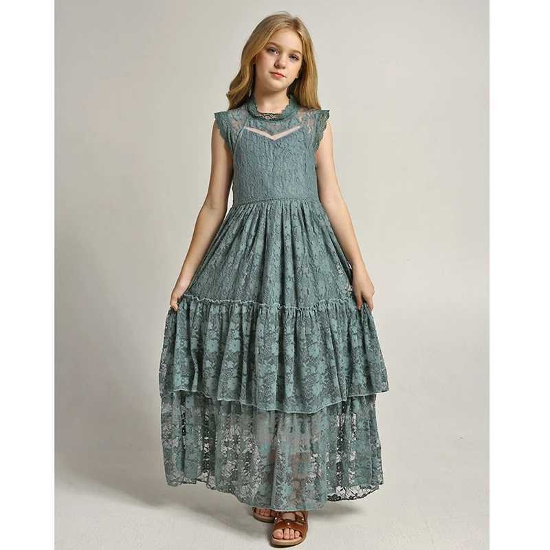 2-12-year-old Summer Lace Girls Dress Exposed Princess Dress Girls Children Par Custom Clothing W250326