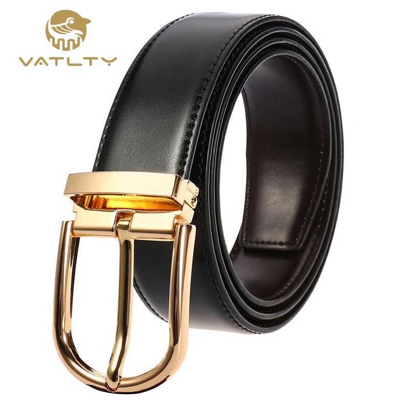 Vatty Official Authentic Mens New Leather Strap Gold Simple Metal Buckle Natural Cowboy Strap Mens Casual Business Strap W250326