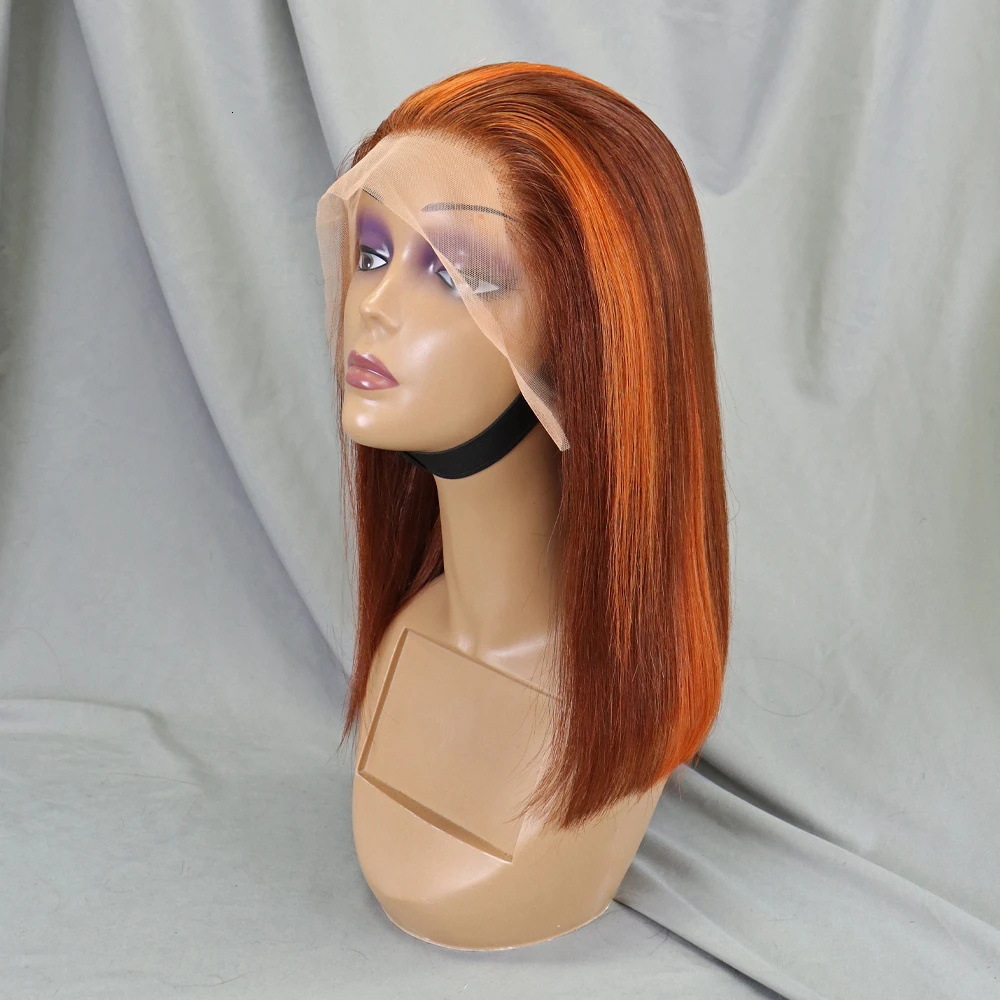 Bone Straight Lace Frontal Wig Short Bob 4/350 Human Hair