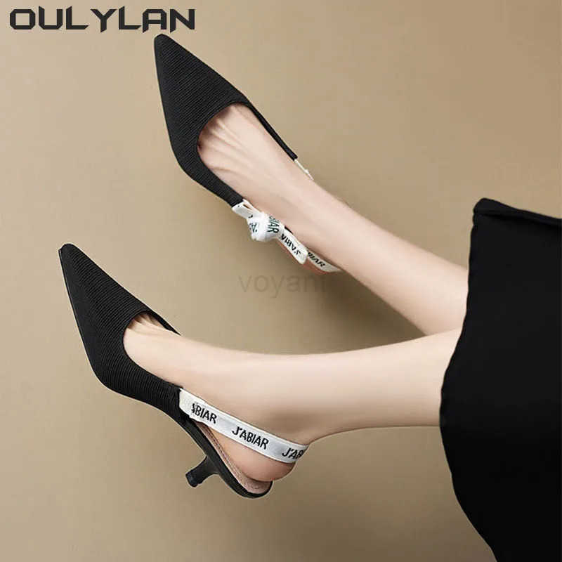 Mujer Wens Sexy Pointed Toe Sandals Spring Fashion Sgback Shoes 2024 New Ladies High Heel Slippers Pumps Sandalias Z250326