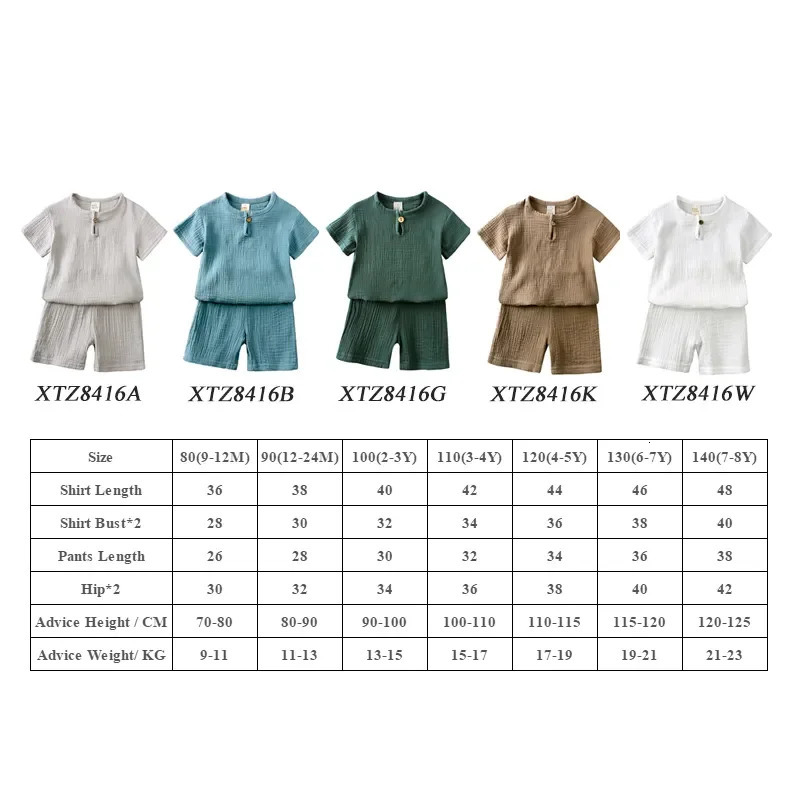1-8T Kids Sets Summer Clothes Linen Cotton Toddler Baby Boy Girl Costumes Short Sleeve Tops Shorts Outfits Children Clothing 250326