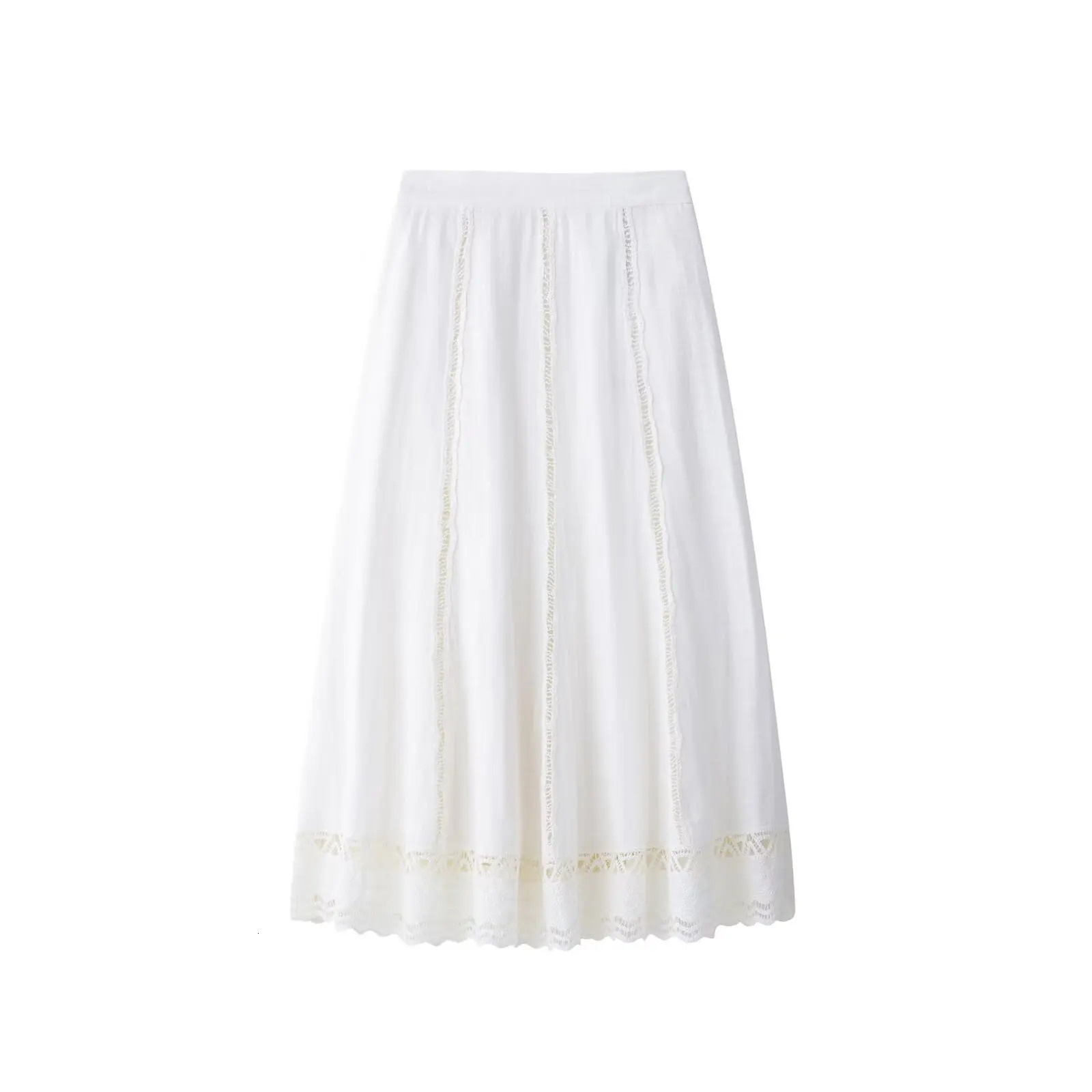 Elegant Women Hollow Out n Set Fashion Stand Round Neck Button Short Sleeve Tops And Midi Skirt Outfits Casual Summer Suits 250324