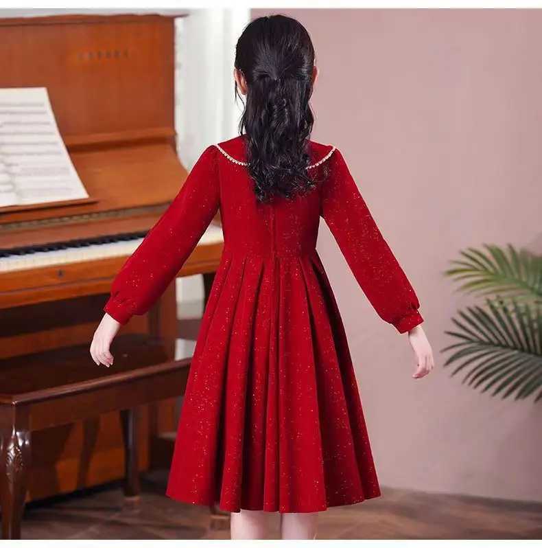 Princess Girl Dress Autumn Baby Ball Dress Long Sleeve Wedding Dress Birthday Party Dress Vestidos Youth and Childrens Clothing W250326