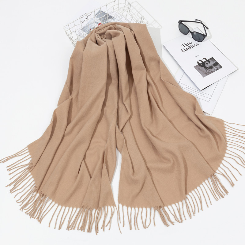 K231 One piece of new imitation cashmere scarf for women Korean style autumn and winter warm cashmere solid color gift neck shawl