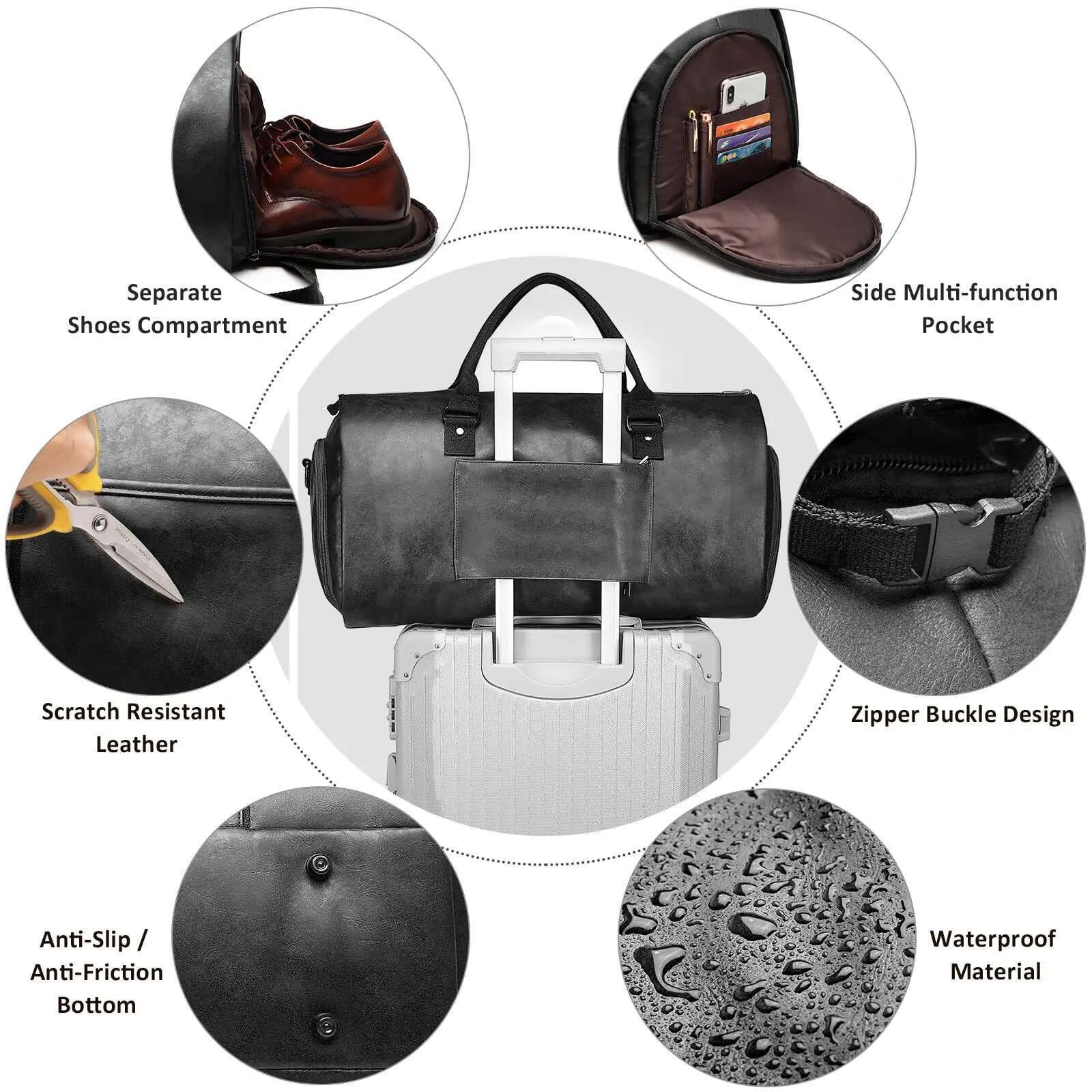 Geestock PU Suit Large Capacity Carrying Garment Business Flight Lage Travel Bag With Shoe Pouch For Men Women