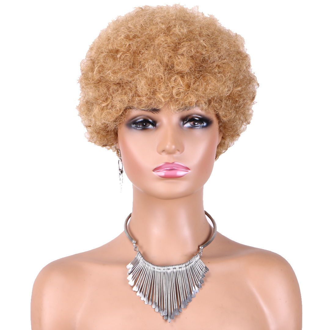 High-Quality 6-inch Afro Wig - Premium Machine-Made Human Hair with Trendy Design and Multiple Color Options
