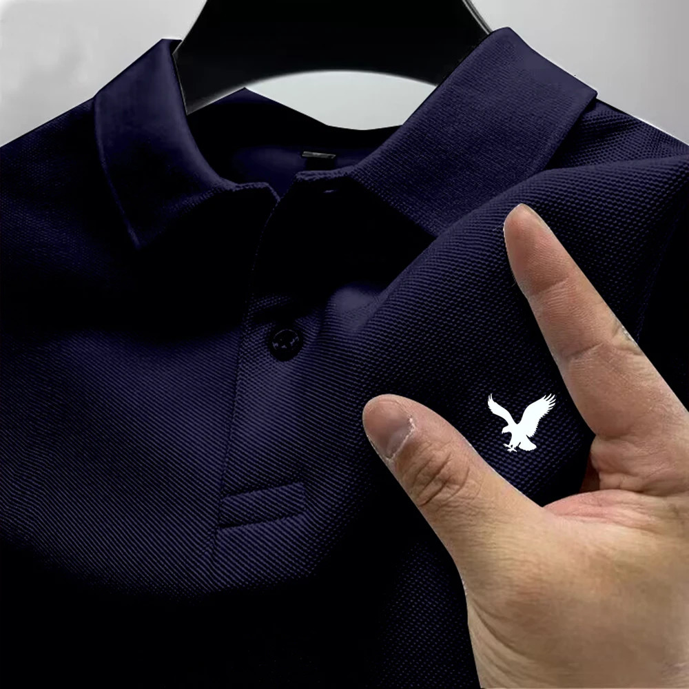 Summer polo shirt mens collar casual business highquality breathable short sleeved printed multicolor Tshirt top 250326