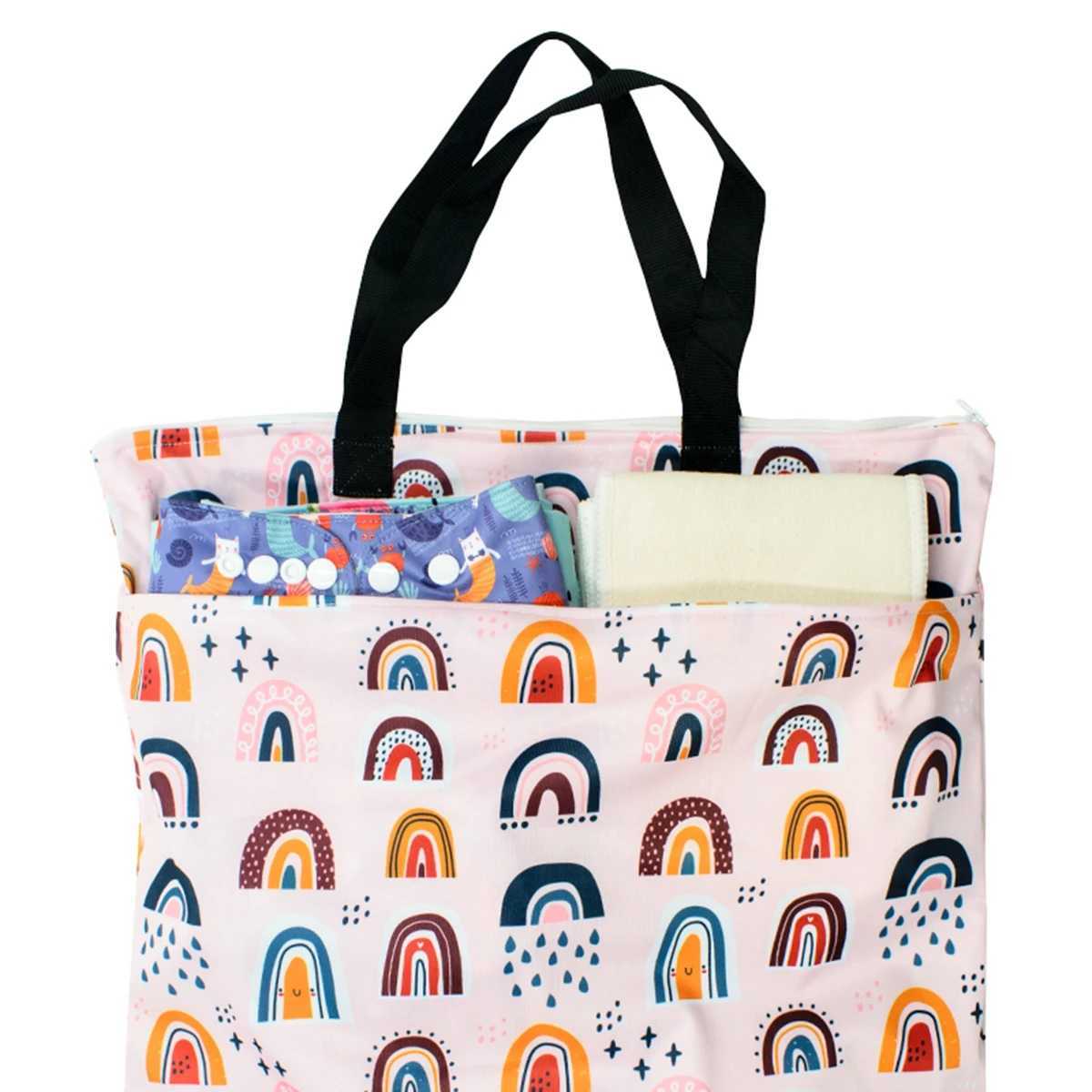 Lager Size Polyester PUL Mumsbest Waterproof Baby Bags for Mom Baby Stroller Use 40*70cm Big Size Double Packet Diaper Wet BagC250326