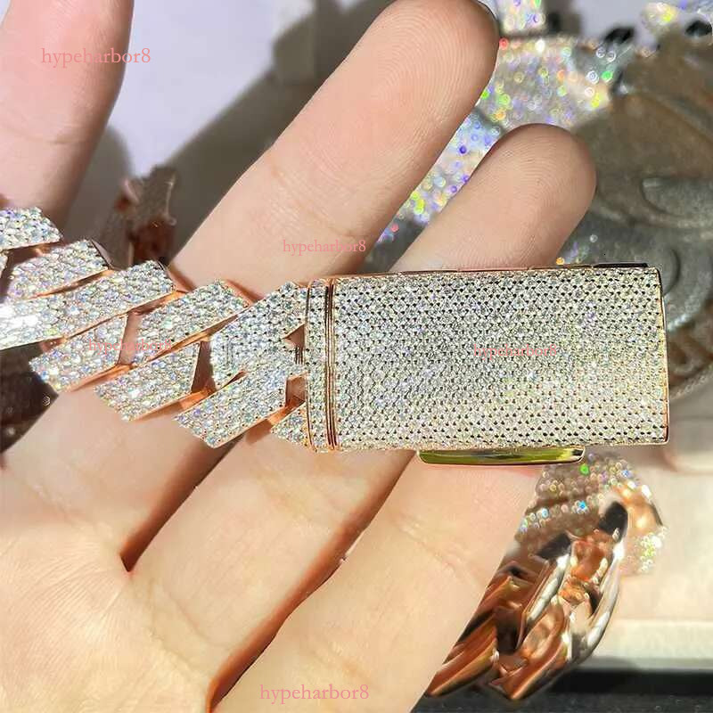 necklace designer jewelry chains for men cuban Customization Hip hop k Necklace White gold Plated Iced Out moissanite dia Cuban Chain goth chain