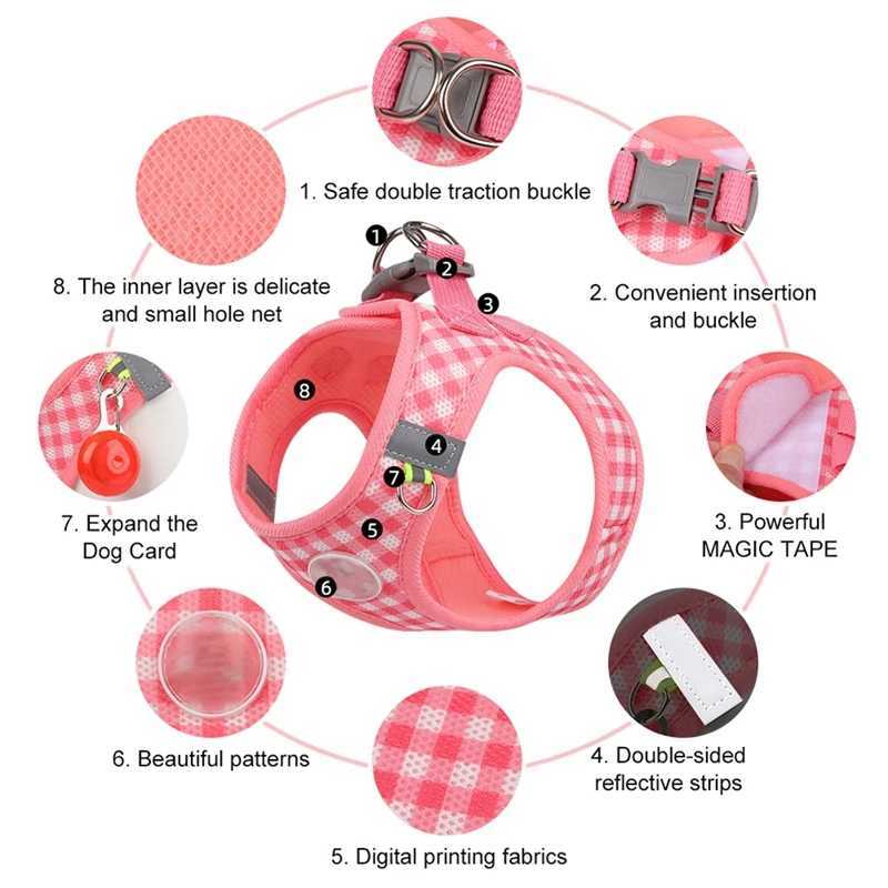 Comfortable plain weave dog harness with stylish polyester pet vest suitable for small to medium-sized dogs for outdoor walks and activities X250326