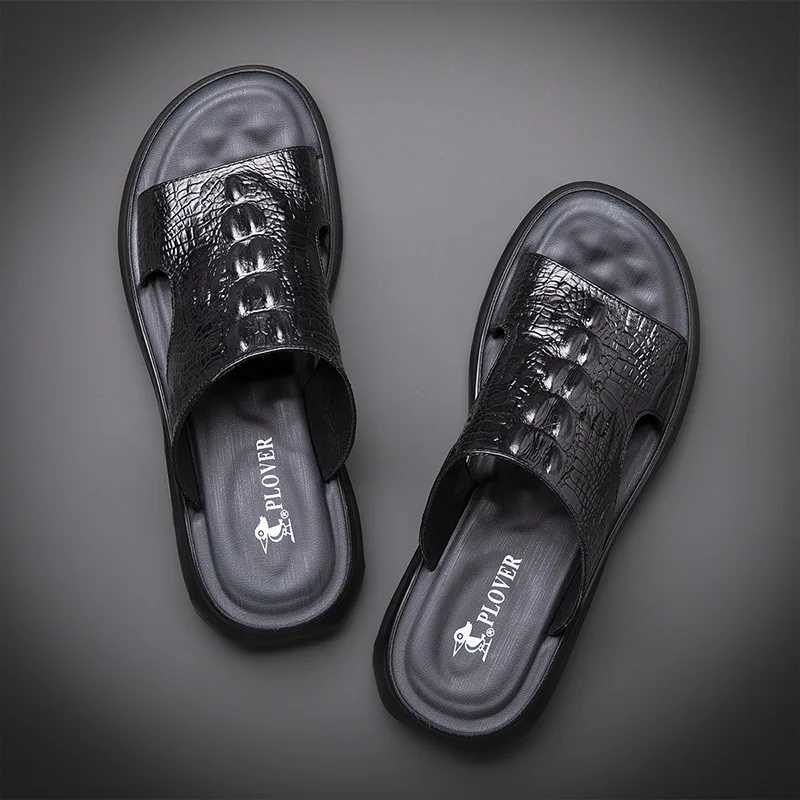 Summer new mens leather sandals odile printed casual slippers Air Cushi flip sandalsXJ250326