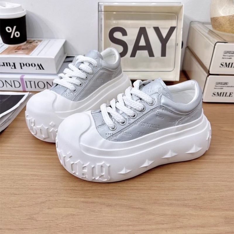 Designer Shoes New Soft Thick Sole White Women's Casual Board Multifunctional Fashion Letter Printed Small Height Increasing Bread Shoes White Sh