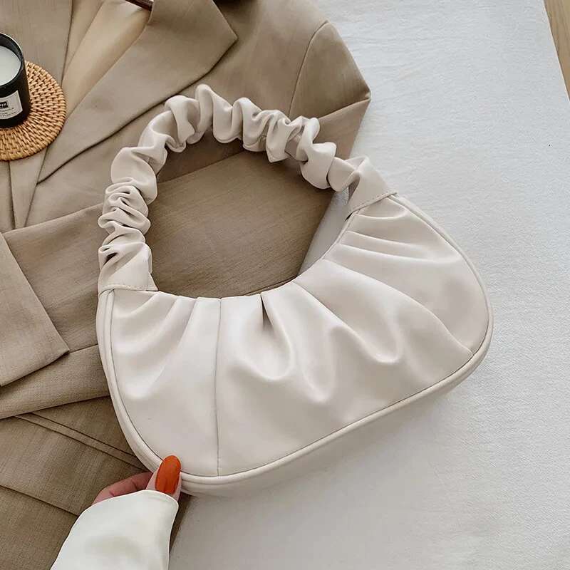 Fashion Pleated Handlebags for Women PU Cloud Leisure Armpit Bag Shopping Shoulder Dumpg Handbag Female Hand Bags