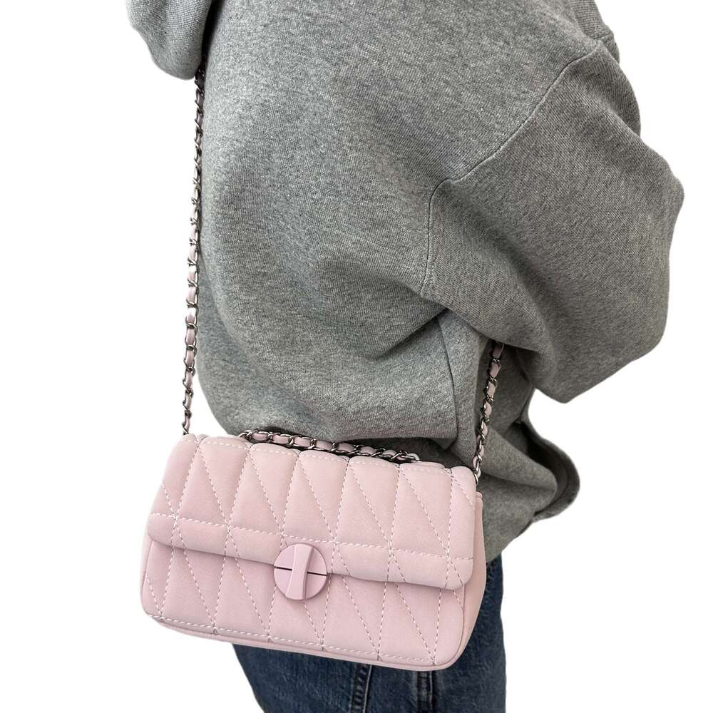 2025 Spring/Summer New High Quality Texture Women's Diamond Grid Chain Single Underarm Bag, Versatile Cross Shoulder Small Square Bag