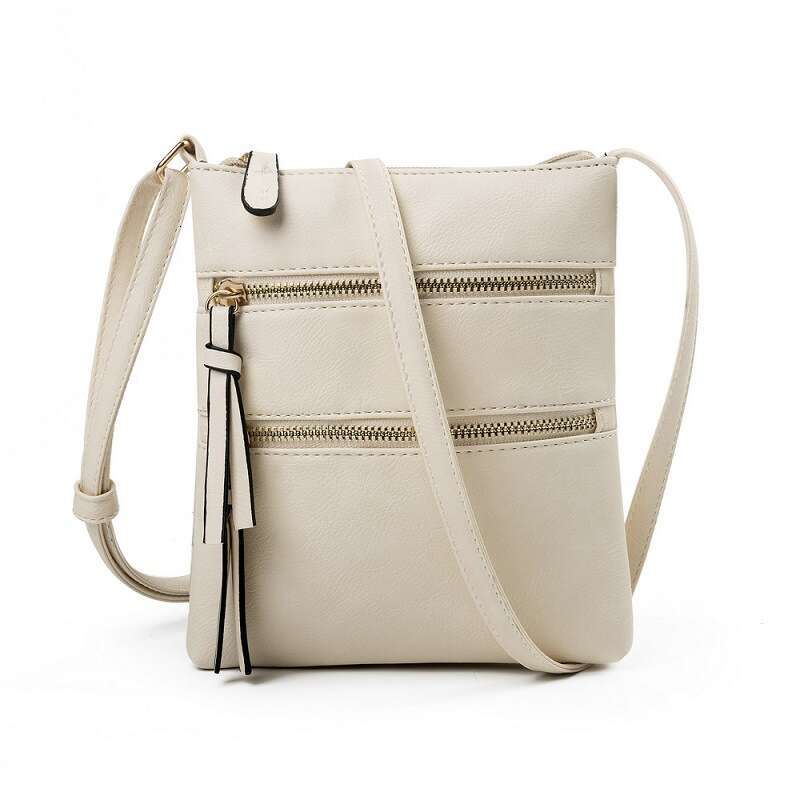 Hot selling casual multifunctional pocket with double zipper vertical women's shoulder bag, crossbody bag