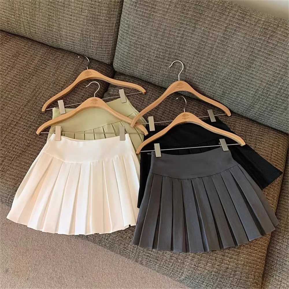 Spring Girls High Waisted A-Line White Wrinkle Skiing Childrens Clothing Fashion Girls Half body Skiing Baby SprintT250326