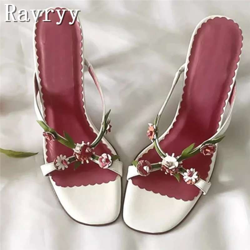 Beautiful wers High Heels Slippers Women Summer New Designer Square Toe Cross Strap Sandals Sweet Girls Dress Shoes