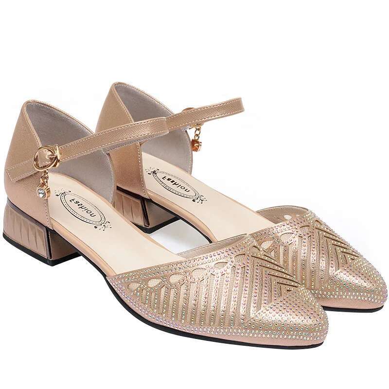 2025 Summer New Women's Designer Fashion Pointed Shoes Hollow Shoes Transparent Buckle Gauze Multi functional