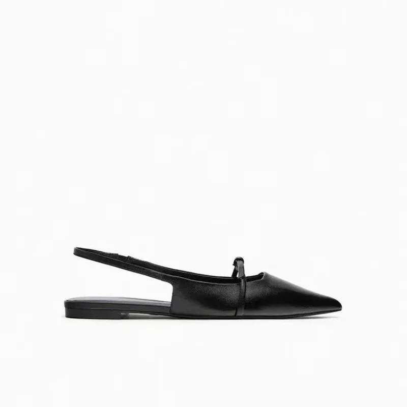 New 2025 Bg Women Sandal Fashion Pointed Toe Shallow Slip on Ladies Elegant Sgback Med Heel Flat Shoes