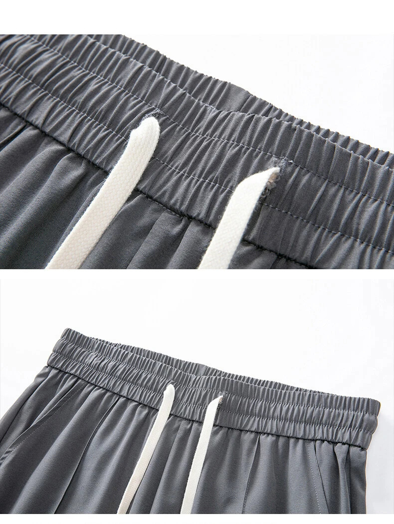 Mens casual straight pants loose elastic waistband Korean classic blue black gray mens Trouser Plus size 250326