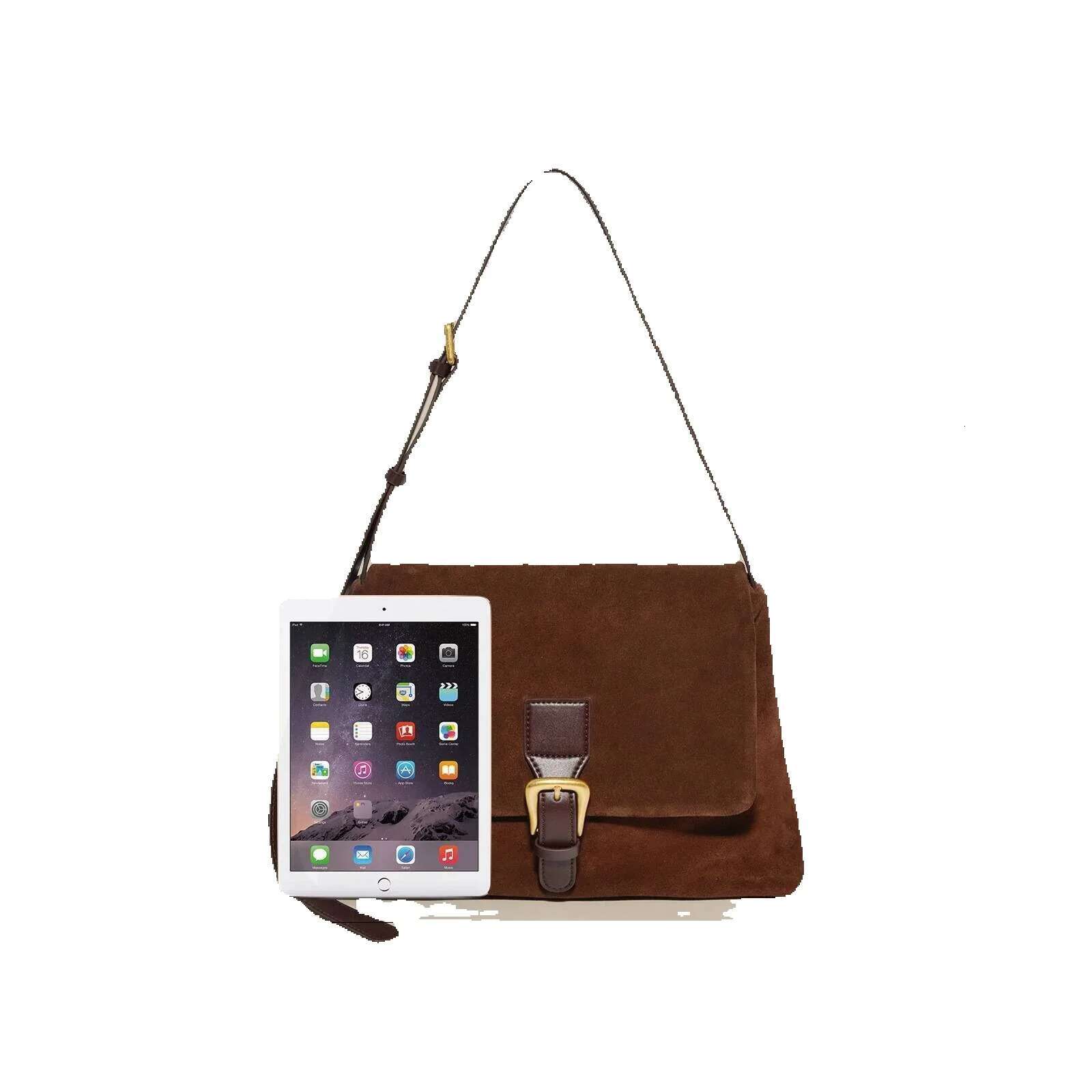 Leather Tote Women's Vintage Suede Underarm Bag Large Capacity Commuter Frosted Cowhide Crossbody Shoulder Bag