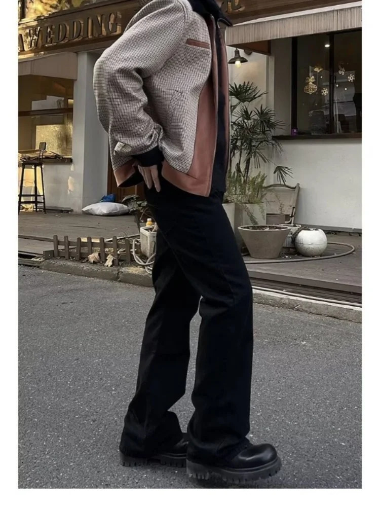 Street mens jeans pants Y2k denim shorts wide leg pockets clothing flash goods 250326