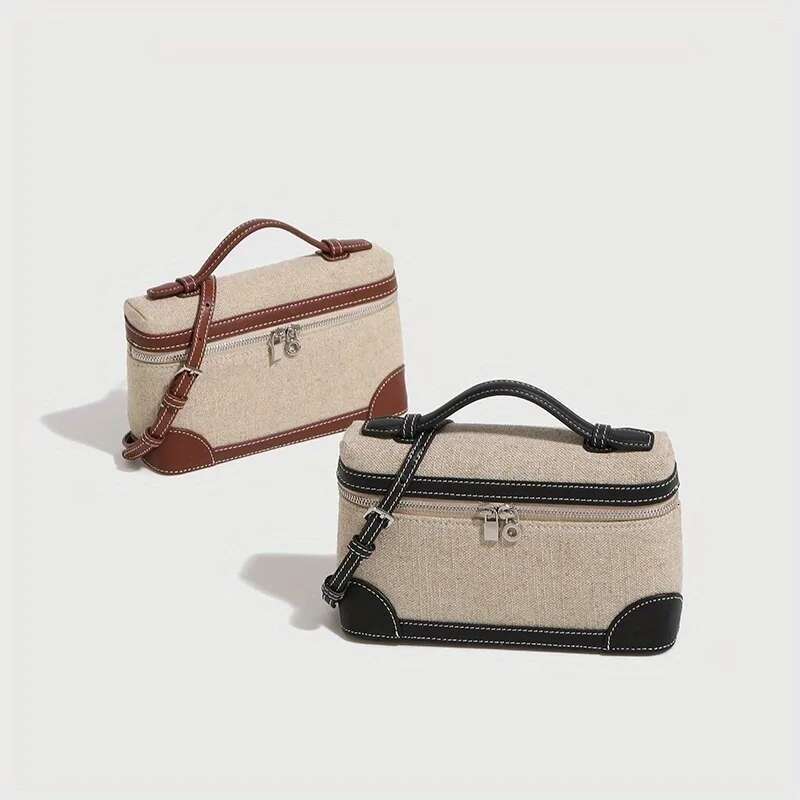 Lunch New 2025 Vintage Niche Canvas Color Single Shoulder Crossbody Female Senior Texture Hand Box Bag