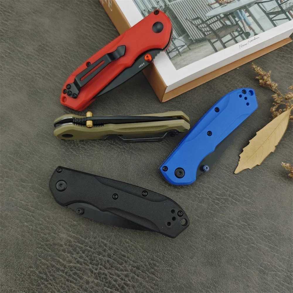 BM 565 Free D2 White/Black Blade Nylon Fiber Handle Pocket Folding Knife Outdoor Camping Hunting EDC Tool Survival KnifeXJ250326