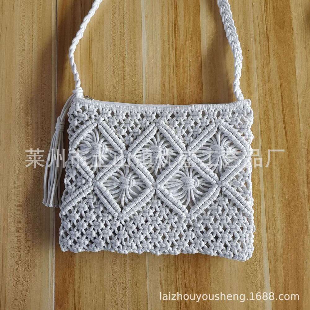 Ladies' crossbody handmade ins cotton thread tassel beach women's grass woven bag