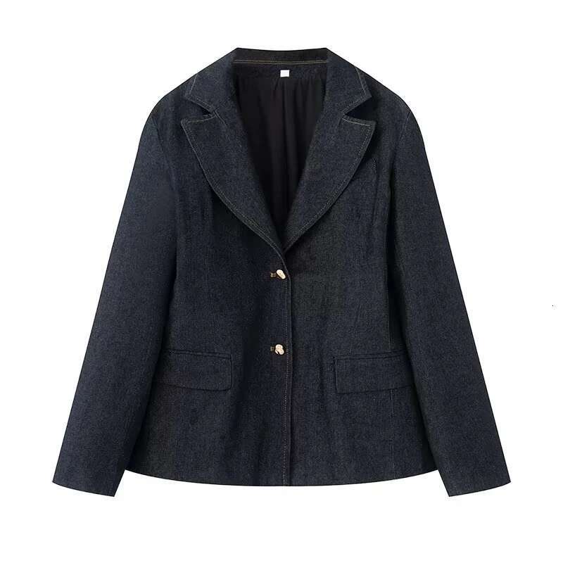 Willshela Women Fashion 3 Piece Set Denim Blue Blazer Vintage Front Zipper Trousers & Corset Tops Feamle Chic Lady Pants Sets