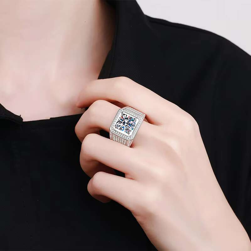 S925 Sterling Silver Hip Hop Iced out Luxury 5ct Moissanite Engagement Ring Fine Jewelry for Men and Women Low MOQ