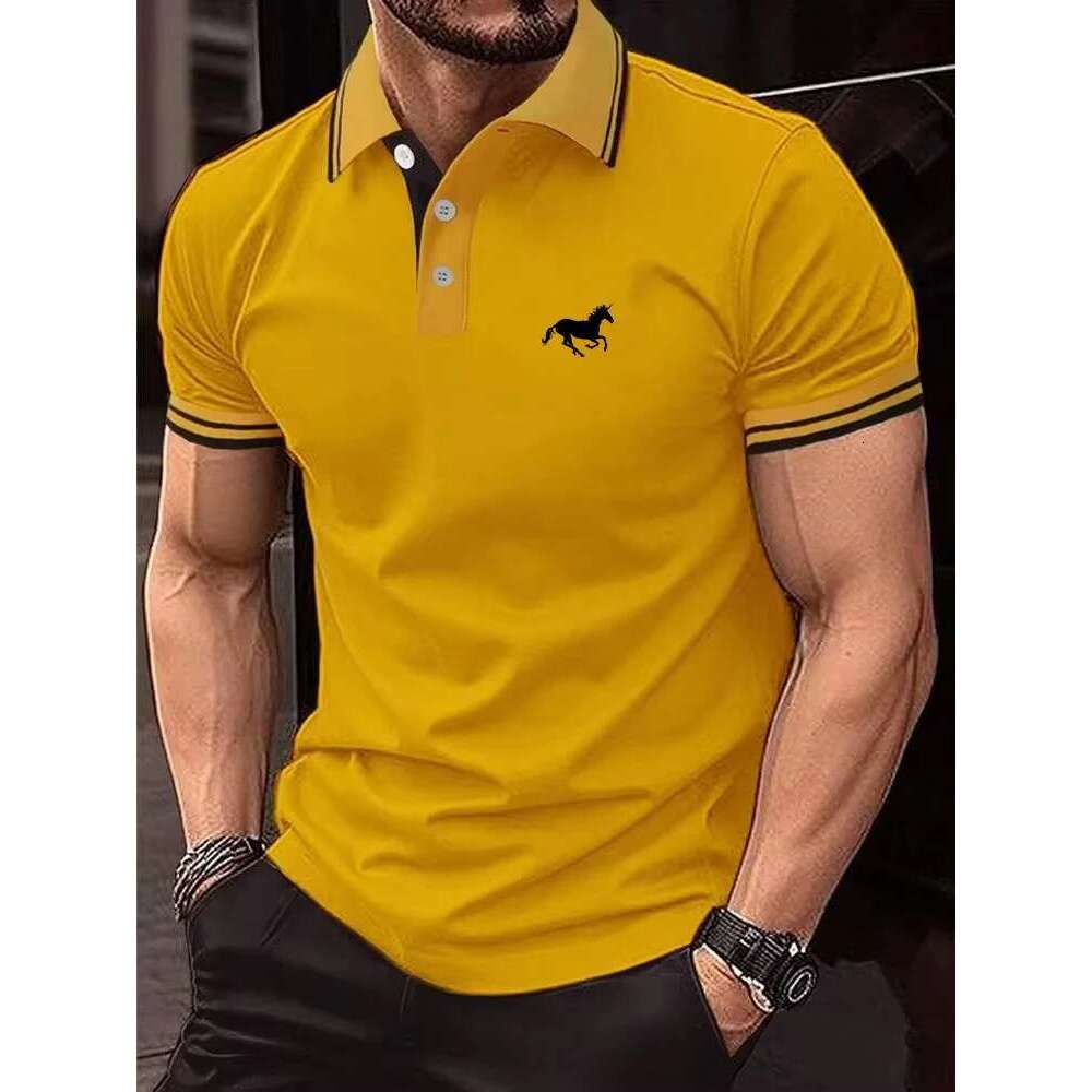 New Men s T shirt Classic Short Sleeve Polo Summer Top Casual Style Button Collar Super Large S XL