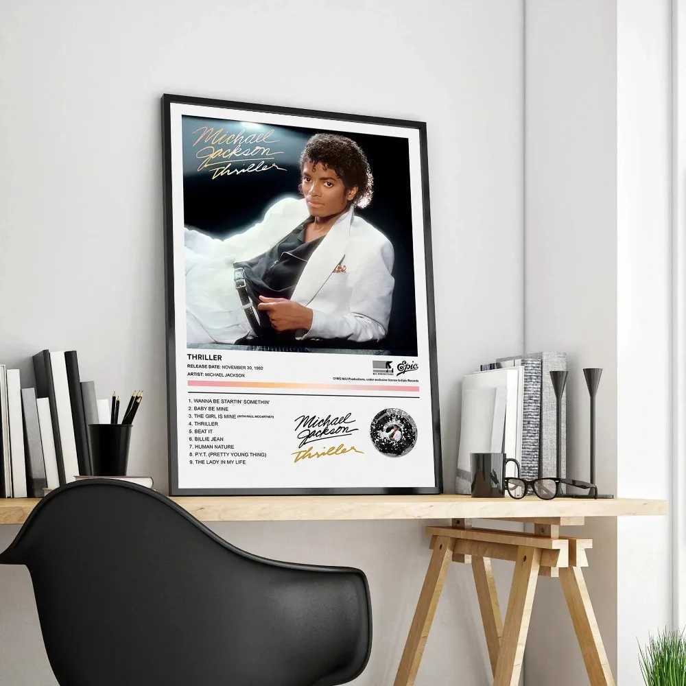80s Pop Singer Michael Jackson Poster Aesthetics Music Album Cover THRILLER Scream Cat Canvas Print for Wall Art Home Room DecorC250326