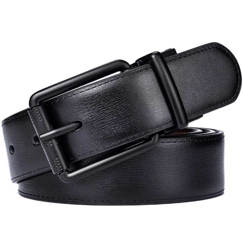 1 piece of mens leather reversible belt roller buckle 34mm wide 1 piece in 2 reversible colors suitable for pairing with casual jeans W250326