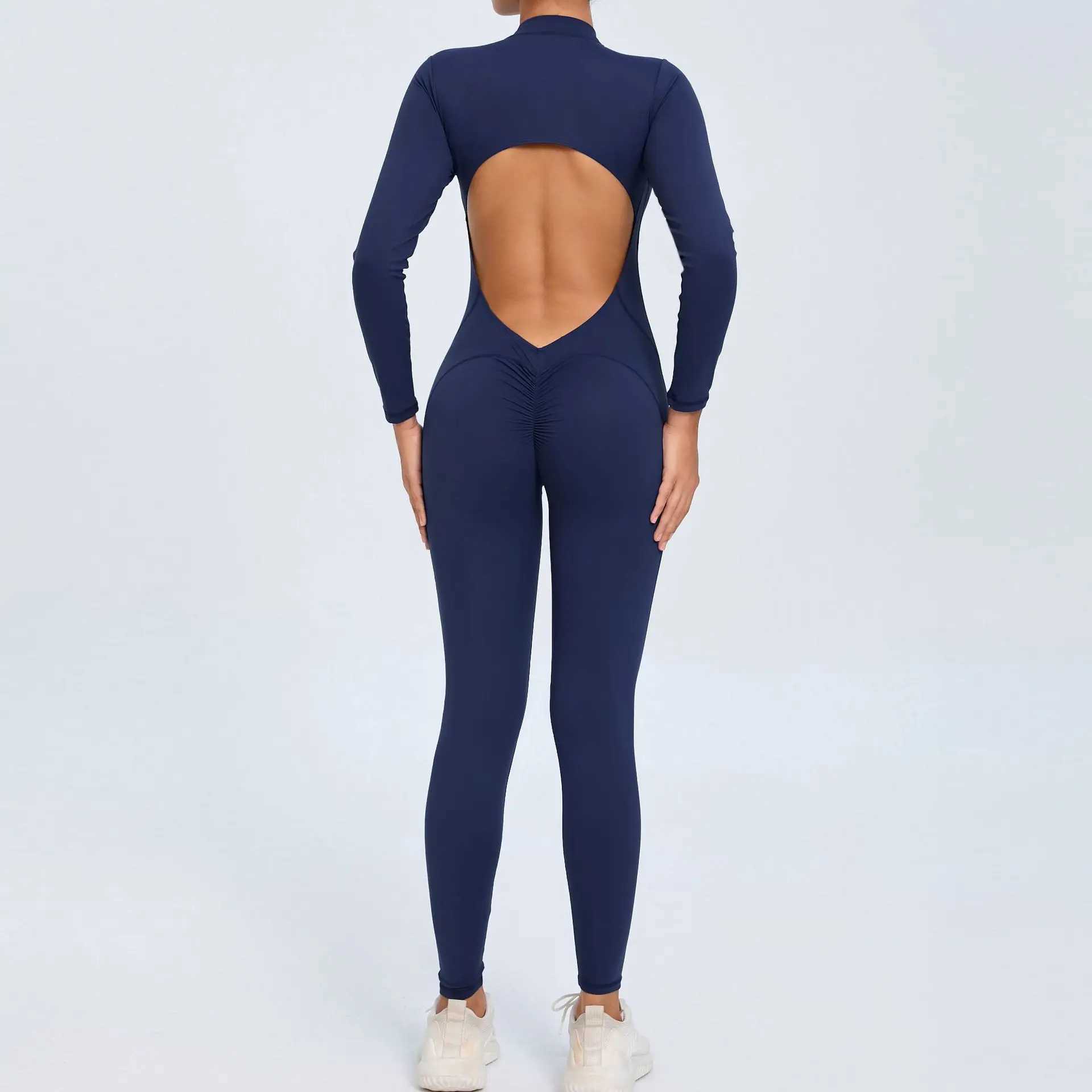 Long sleeved sexy womens clothing yoga set gym fitness jumpsuit one-piece jumpsuit sportswear gym fitness sportswear W250326
