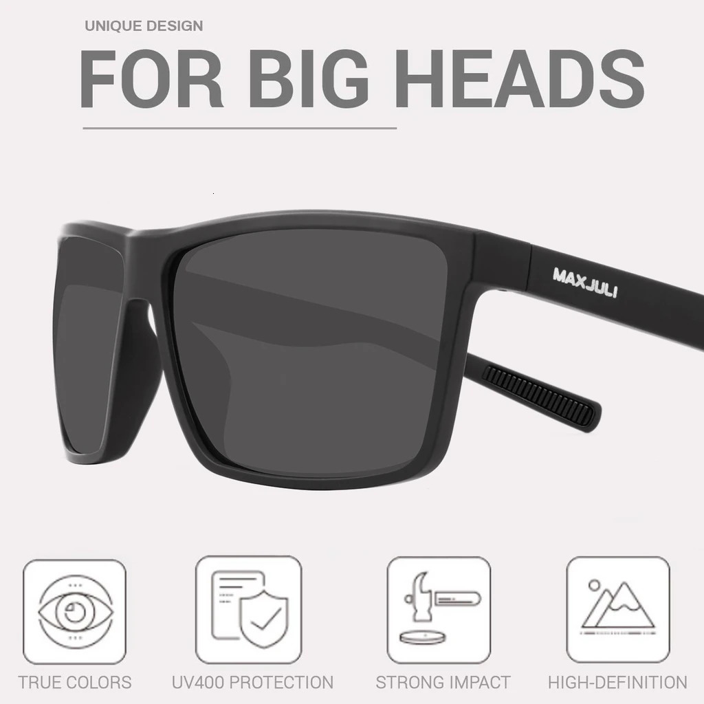 MAXJULI Polarized Big Sunglasses for Men Women with Big Heads UV 400 Protection 8125 250403