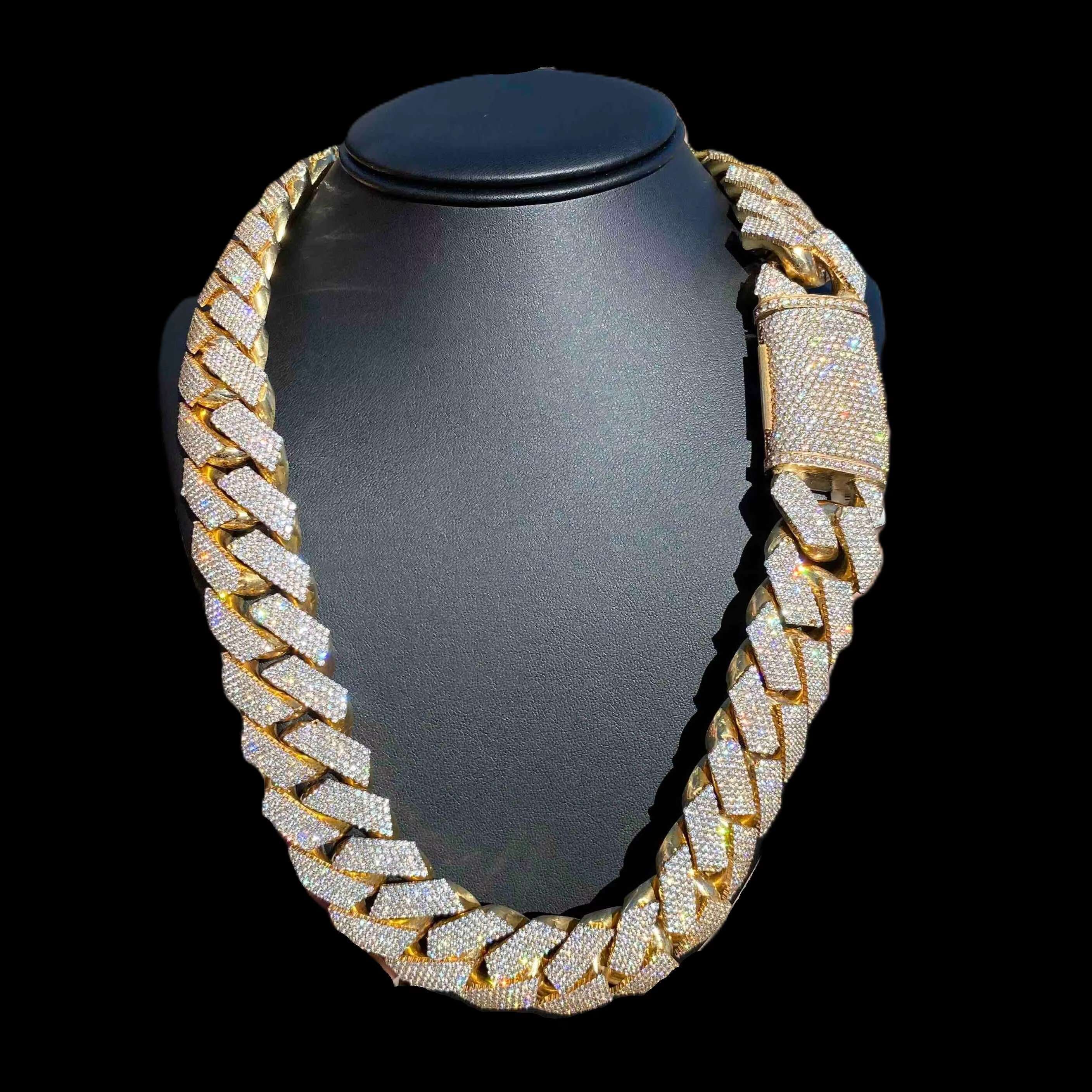 Custom 10k 14k Real Solid Gold Miami Cuban Link Necklace 20KT LG Diamond Chain for Rappers Man VVS Moissanite Necklace Women