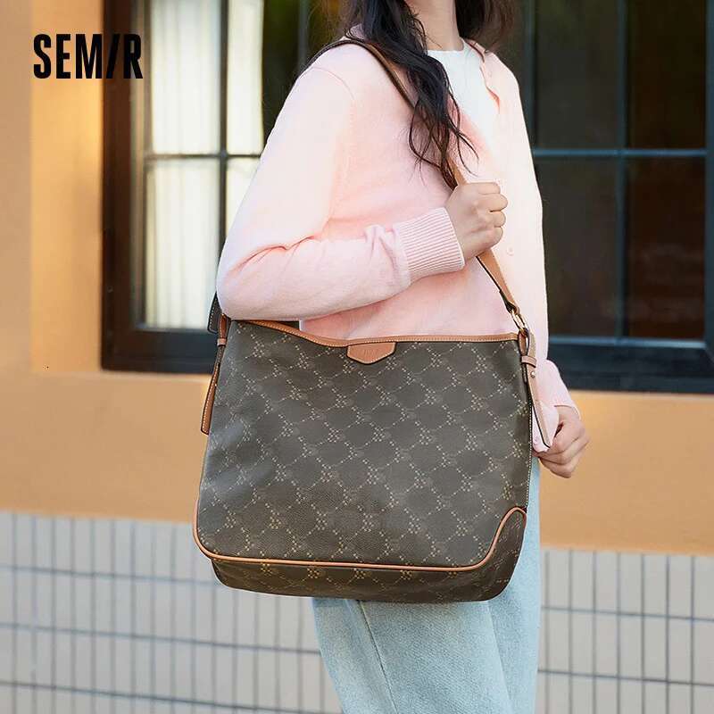Women's Bags Semir Tote Women New Style Vintage Monogram Crossbody Popular Shoulder Large-capacity Shopping Bag
