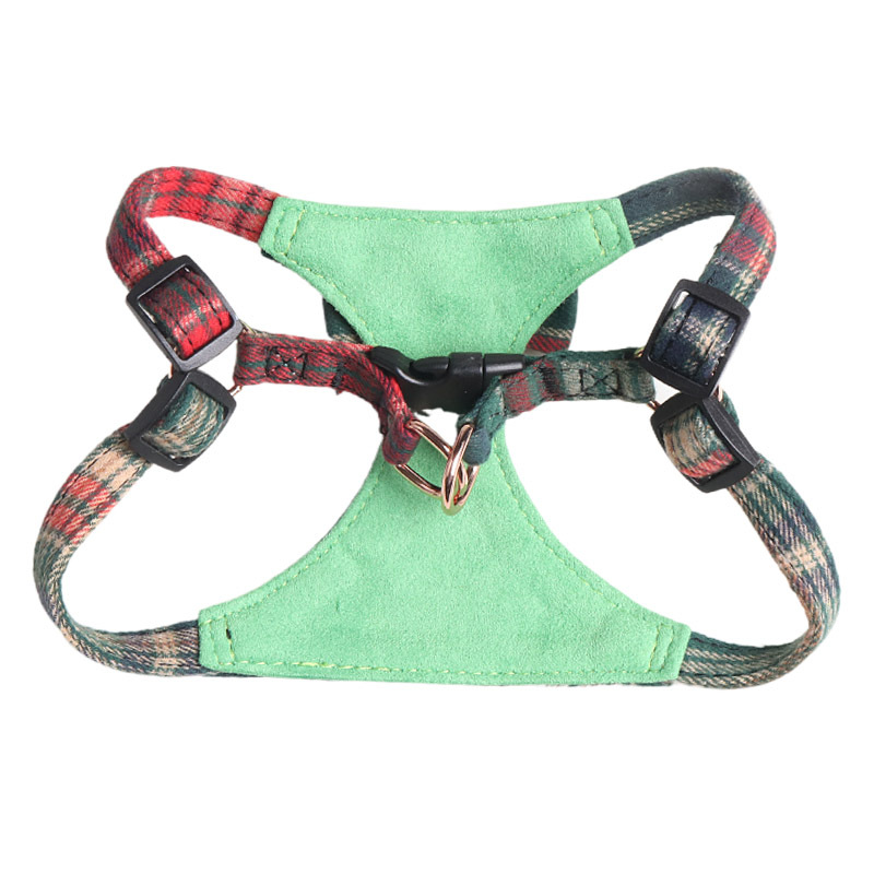 Classic Plaid Christmas Dog Harness Leash Set with Bowknot Comfort Adjustable Pet Vest Harness Ideal Holiday Gift for Small Dogs Daily Walking A25 - view 8