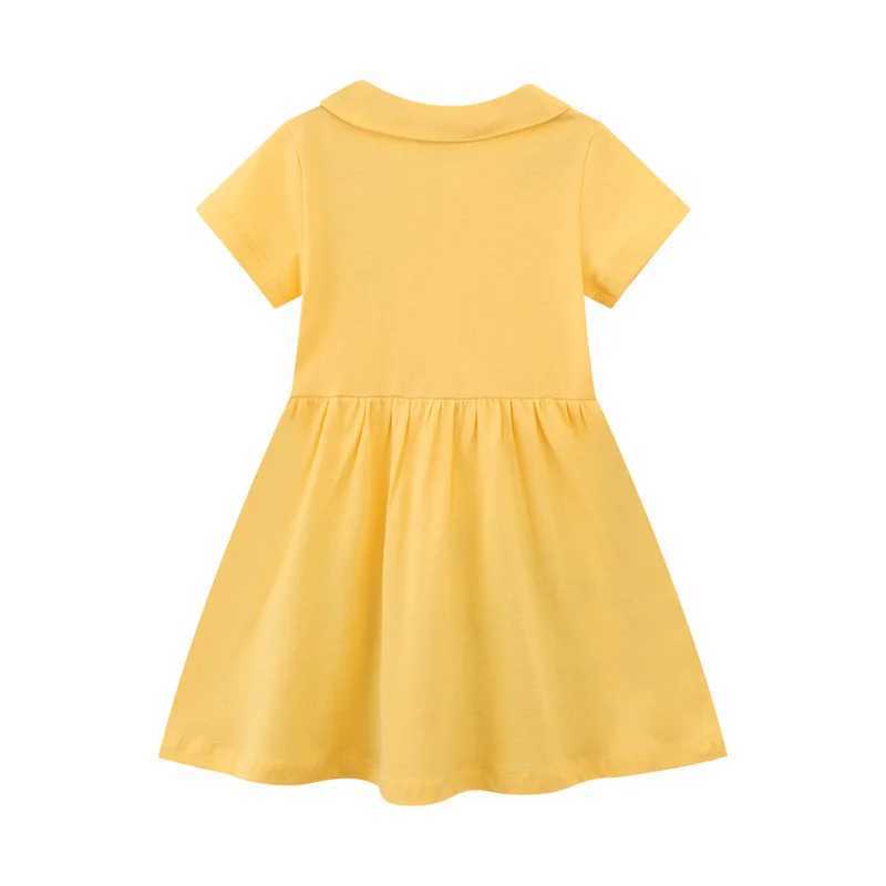 Jumping Meters 2-8T New Arrival Princess Girl Dress Collar Flower Embroidery Cute Birthday Children Frog Clothing Baby W250326