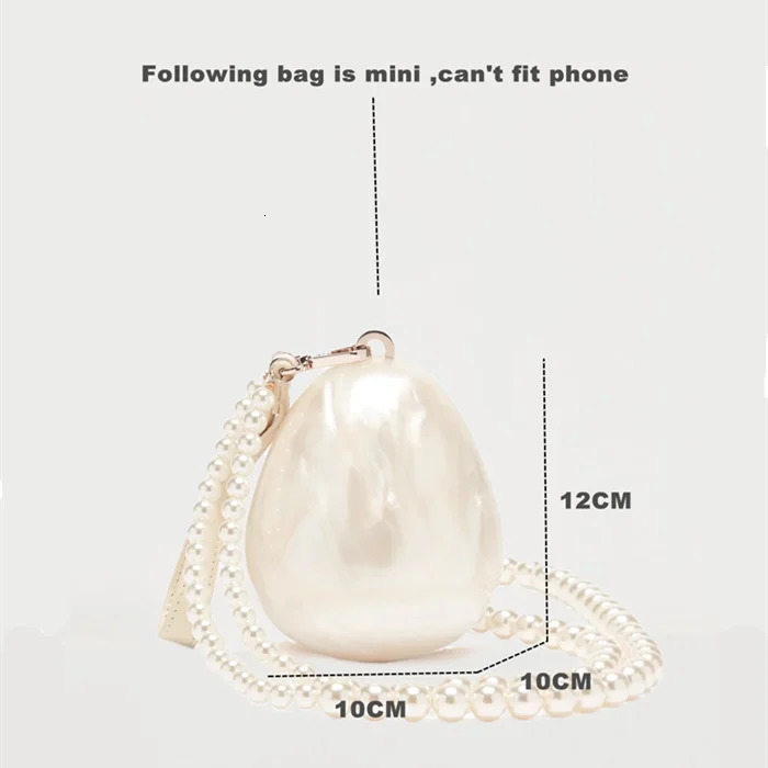 Women Acrylic egg bag cute pearl Evening Clutch Bag with beaded strap For Wedding Party purse And Handbag er 250320