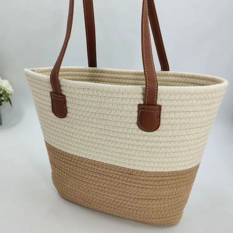 2025 model Womens Large Capacity Shoulder Bag Summer Straw Woven Basket Handbag Fashion Female Beach Bag 250325