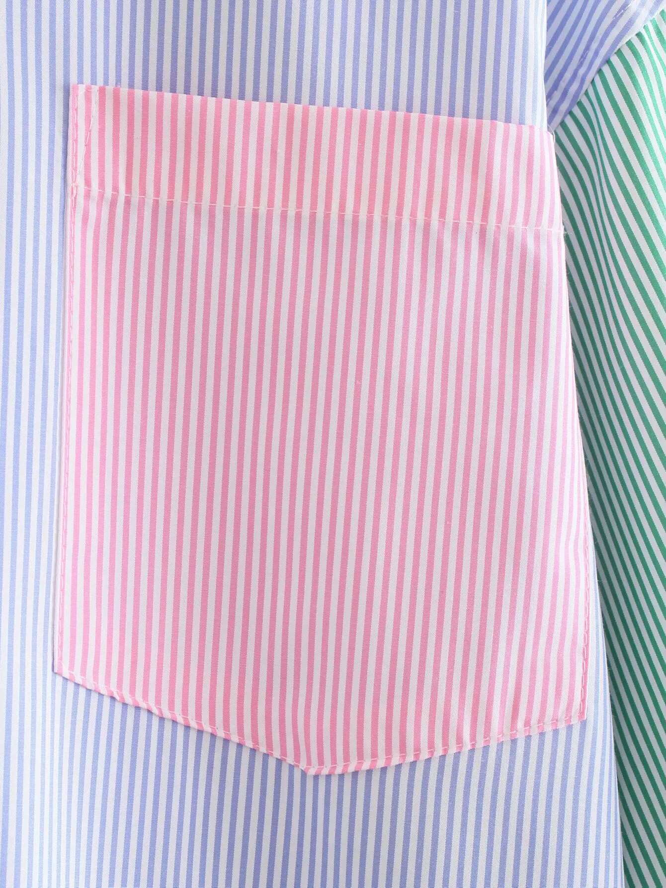 Women's Fashion Hit Color Striped Print Ladies Buttoned Casual Top Shorts Shirt Two-Piece Summer