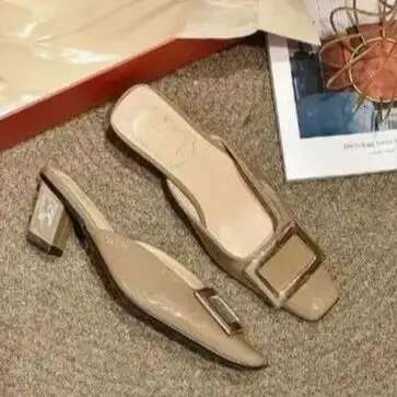 Plus Size 34-41 Matel Decoration Design pumps Square Toe Shallow Women's Pupms Genuine Leather Ladies Shoes
