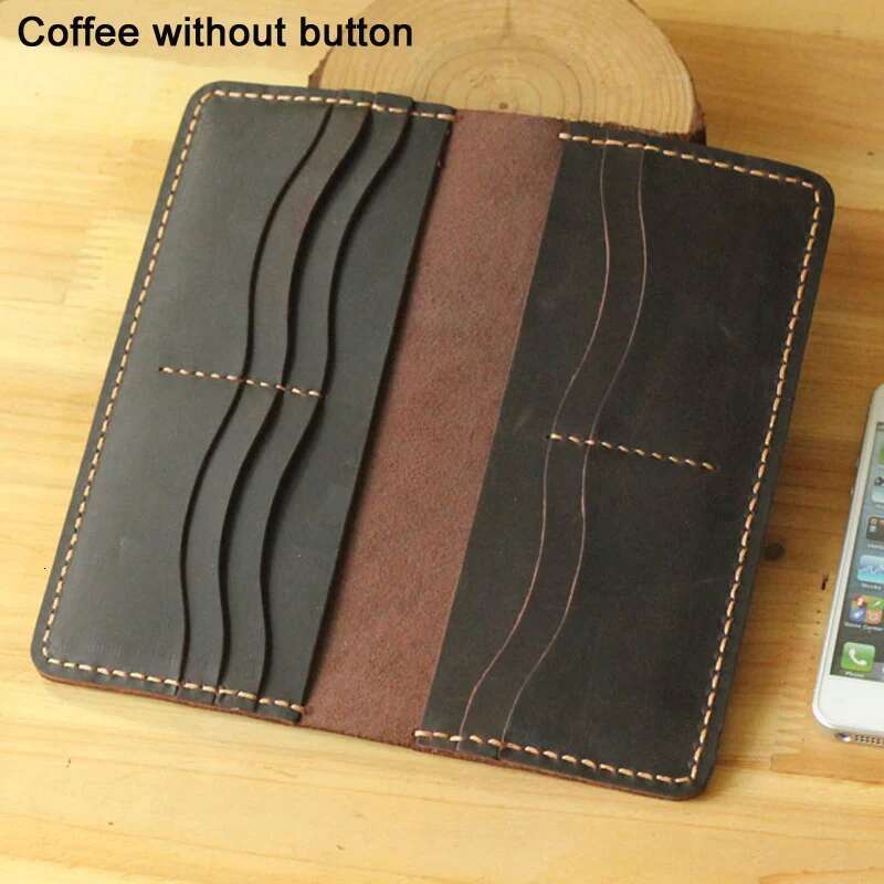 Handmade Genuine Men Wallet Bifold Purse Male Wallets Short Clip Vintage Leather Money Bag with zip pocket