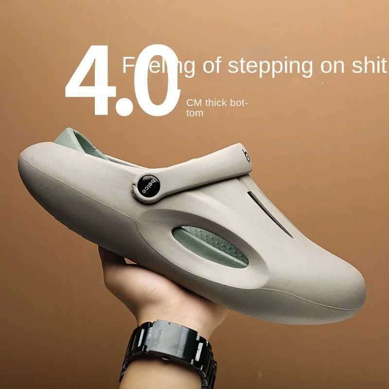 Summer Barefoot Mens Sandals Sports Hole Shoes N-Slip Dual Purpose Treasure Head Operating Room Slippers Thick Bottom Beach ShoesXJ250326